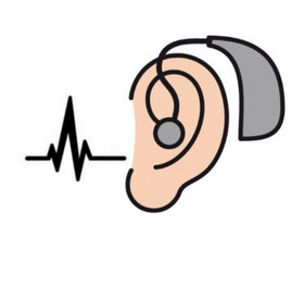 Symbolbild Ohr mit Hörgerät und Hörkurve