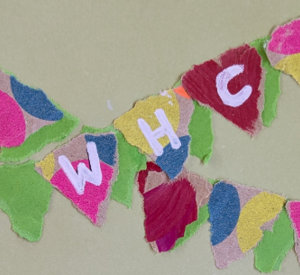 Plakat Sommerfest bunte Girlanden und Buchstaben WHC