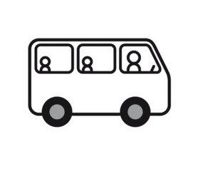 Symbolbild gezeichnet mit 3 Personen im Bus