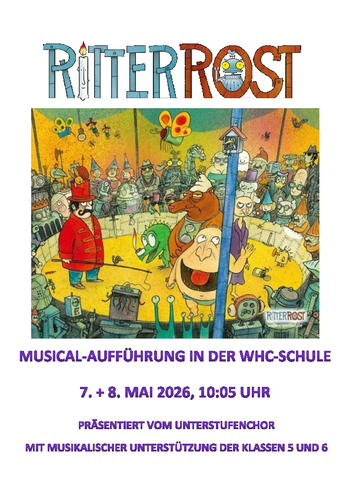 Buntes Plakat Ritter Rost mit Aufführungsterminen
