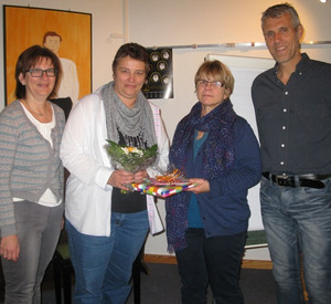 Ulrike Moog, Mechthild Blang und Martin Reichert verabschieden Birgit Haubs