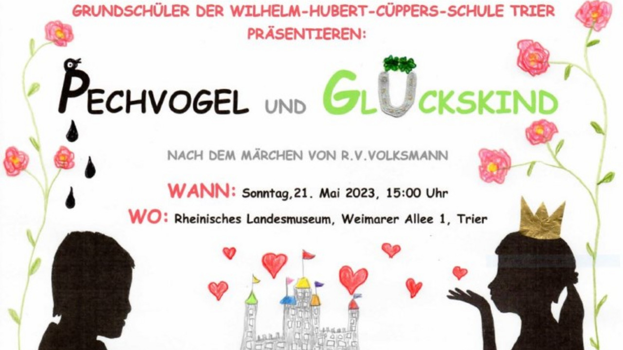 Theaterplakat zum Theaterstück "Pechvogel und Glückskind"