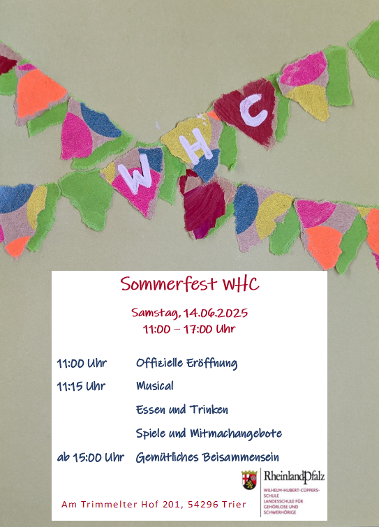 Plakat Sommerfest bunte Girlanden und Buchstaben WHC
